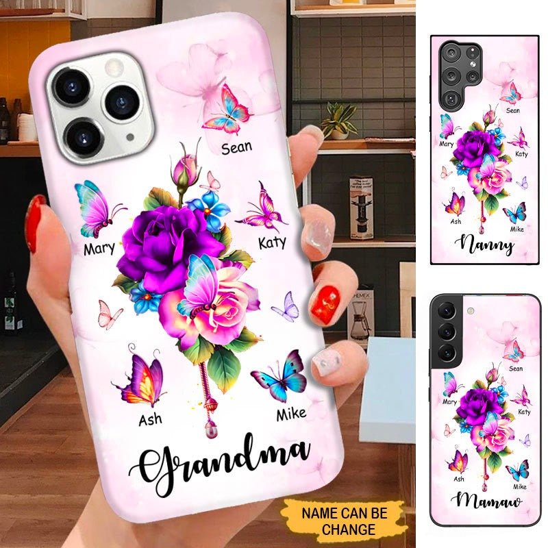 Butterfly Grandma with Grandkids Nana Mimi Mommy Personalized Phone case SC2291 Phone case ShinyCustom Phone Case 