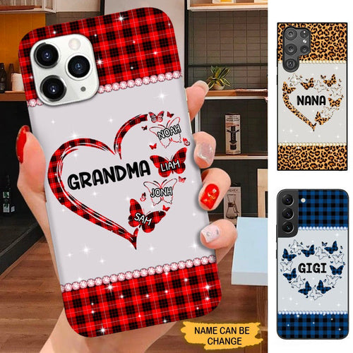 Butterfly Grandma with Grandkids Nana Mimi Mommy Personalized Phone case SC22912 Phone case ShinyCustom Phone Case 