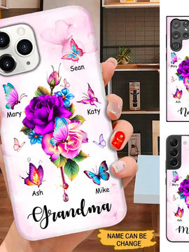 Butterfly Grandma with Grandkids Nana Mimi Mommy Personalized Phone case SC2291