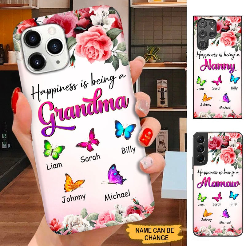Butterfly Happiness is being a Grandma Nana Mommy Personalized Phone Case SC5103 Phone case ShinyCustom Phone Case 