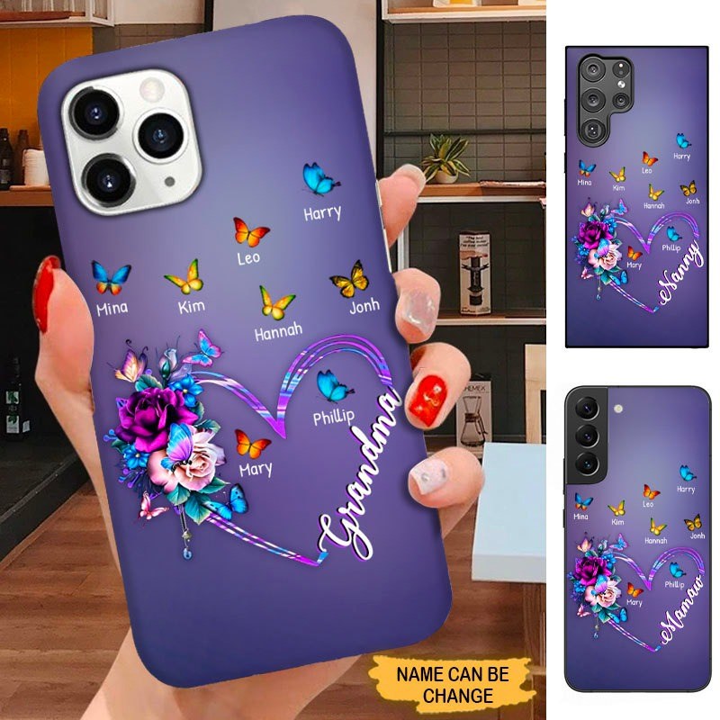 Butterfly Heart Flower Grandma Nana Mommy Personalized Phone case SC121014 Phone case ShinyCustom Phone Case 