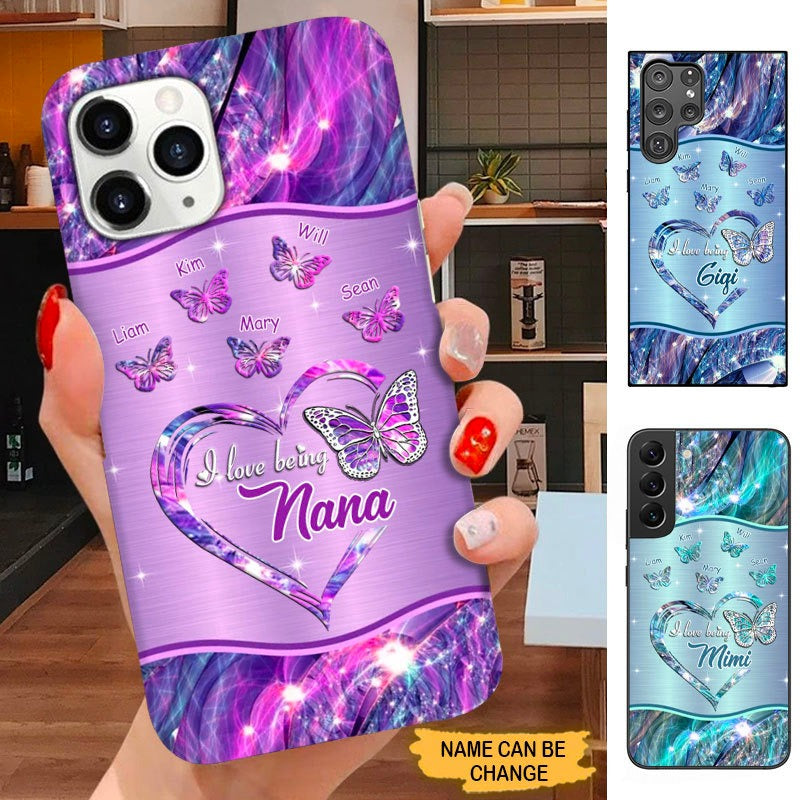 Butterfly Heart I Love Being Grandma Nana Mimi MOM Personalized Phone case SC211012 Phone case ShinyCustom Phone Case 