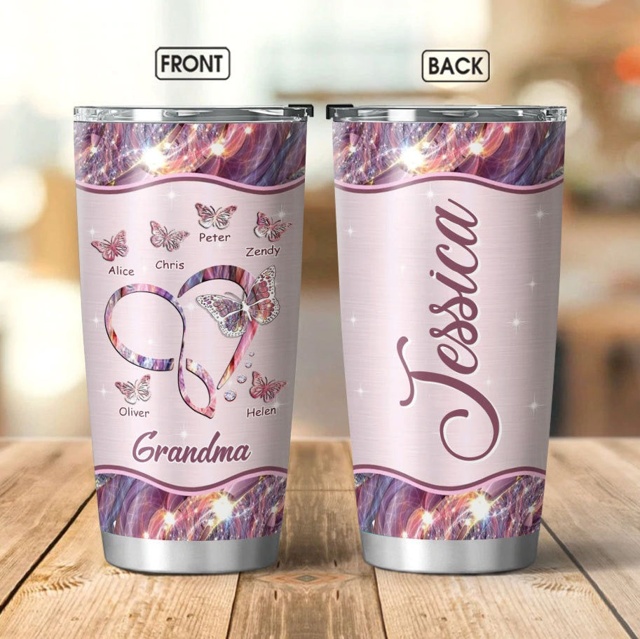 Butterfly Infinity Heart Nana Mimi Gigi Grandma Personalized Tumbler SC27105 Tumbler Cup ShinyCustom - The Best Personalized Gift Store 