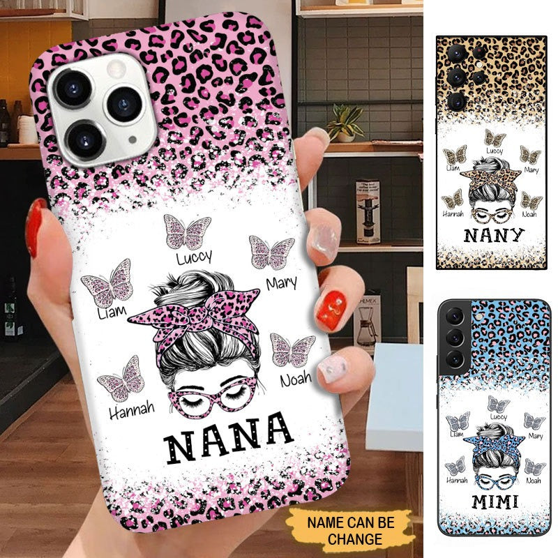 Butterfly Leopard Bun Hair Grandma Mommy Aunite Personalized Phone case Phone case FUEL 