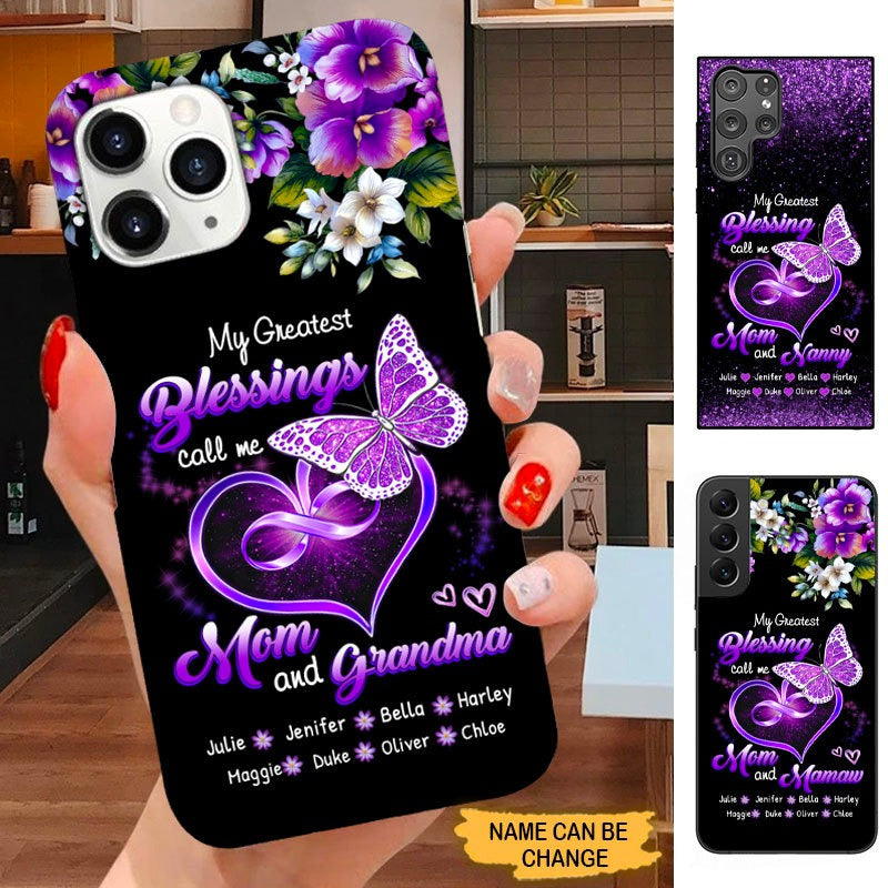 Butterfly My Greatest Blessings Call me Mom and Grandma Personalized Phone case SC2296 Phone case ShinyCustom Phone Case 