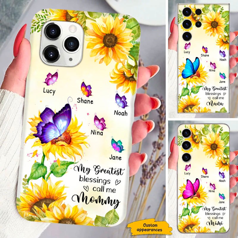 Butterfly My greatest blessings called me Mommy Nana Mimi Grandma Personalized Phone Case SC273236