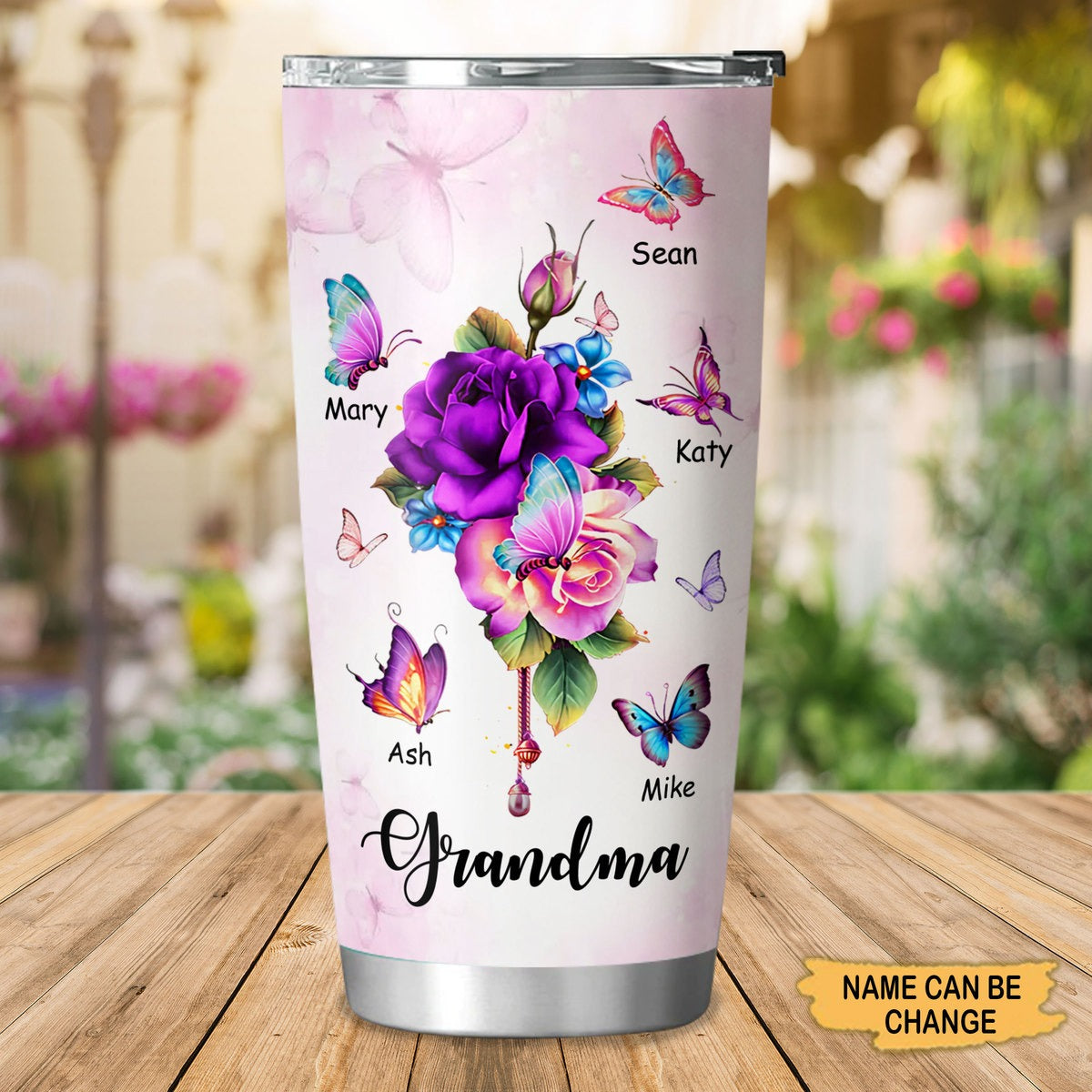 Butterfly Nana Mimi Gigi Grandma Personalized Tumbler SC27106 Tumbler Cup ShinyCustom - The Best Personalized Gift Store 