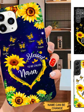 Butterfly Sunflower Blessed To be called Grandma Nana Mommy Personalized Phone case SC5105