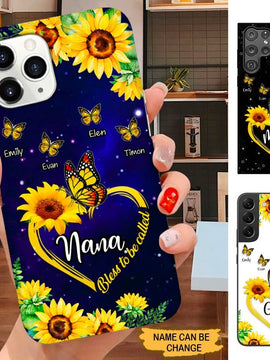 Butterfly Sunflower Blessed To be called Nana Grandma Personalized Phone Case SC30822