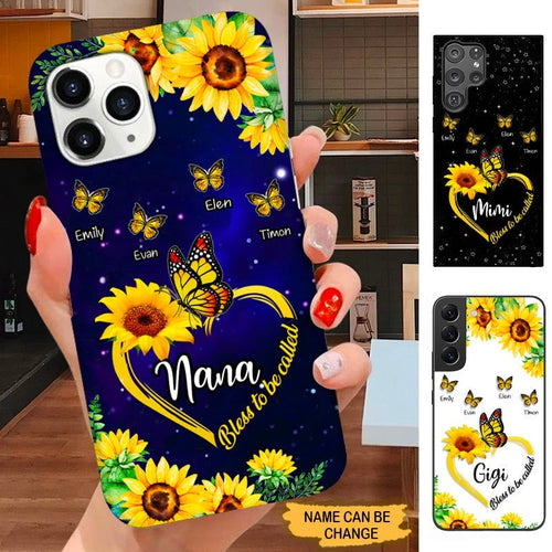 Butterfly Sunflower Blessed To be called Nana Grandma Personalized Phone Case SC30822 Phone case ShinyCustom Phone Case 