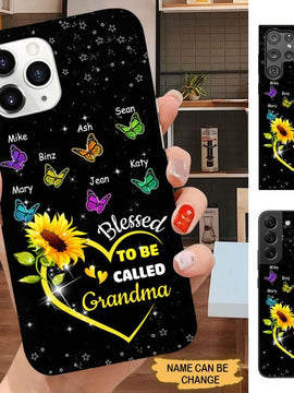 Butterfly Sunflower Blessed to be called Grandma Nana Gigi Mommy Personalized Phone case SC2585