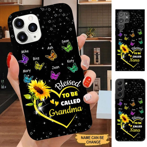 Butterfly Sunflower Blessed to be called Grandma Nana Gigi Mommy Personalized Phone case SC2585 Phone case ShinyCustom Phone Case 