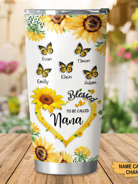 Butterfly Sunflower Blessed to be called Nana Mommy Grandma Personalized Tumbler SC21103