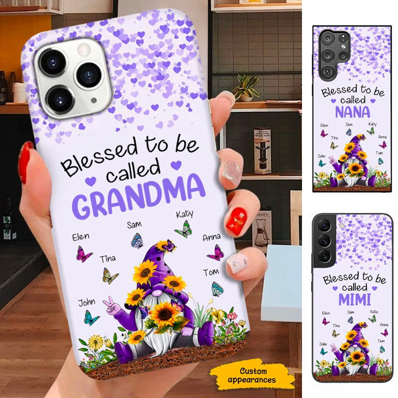 Butterfly Sunflower Gnome Blessed to be called Grandma Personalized Phone case SC281223
