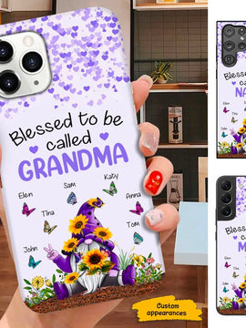 Butterfly Sunflower Gnome Blessed to be called Grandma Personalized Phone case SC281223