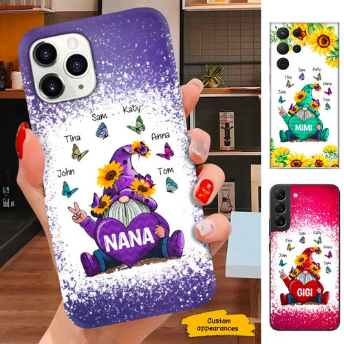Butterfly Sunflower Gnome Grandma Mimi Nana Mom Personalized Phone Case SC243236