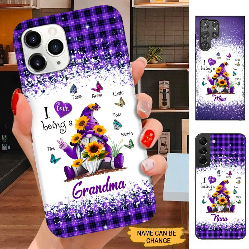 Butterfly Sunflower Gnome I Love being Grandma Nana Mommy Personalized Phone case SC5106 Phone case ShinyCustom Phone Case 