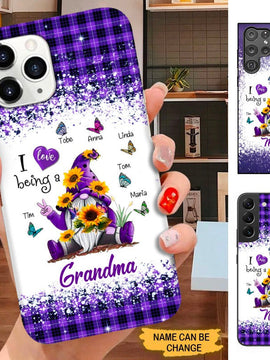 Butterfly Sunflower Gnome I Love being Grandma Nana Mommy Personalized Phone case SC5106