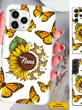 Butterfly Sunflower Grandma Mimi Nana Mommy Personalized Phone Case SC303232