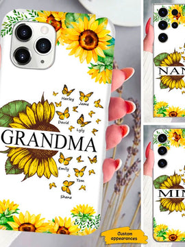 Butterfly Sunflower Grandma Mimi Nana Mommy Personalized Phone case SC273234