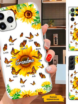 Butterfly Sunflower Grandma Mimi Nana Mommy Personalized Phone case SC273238