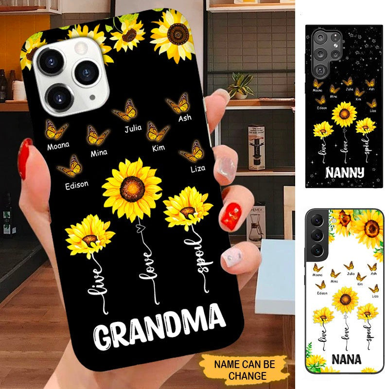 Butterfly Sunflower Grandma Nana Mimi MOM Personalized Phone case SC3185 Phone case ShinyCustom Phone Case 