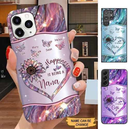 Butterfly Sunflower Happiness is being Nana Mimi Gigi Grandma Personalized Phone case SC30818 Phone case ShinyCustom Phone Case 