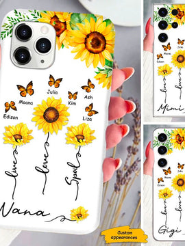 Butterfly Sunflower Live Love Spoil Nana Mimi Gigi Grandma Personalized Phone Case SC273235