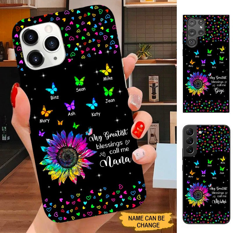 Butterfly Sunflower My greatest blessings call me Nana Mimi Gigi Grandma Personalized Phone case SC31817 Phone case ShinyCustom Phone Case 
