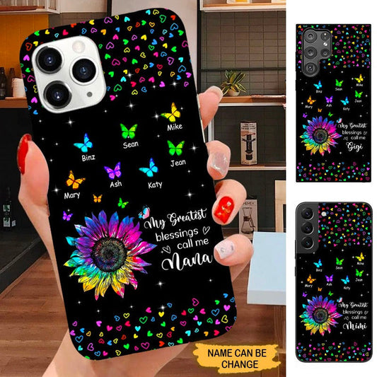 Butterfly Sunflower My greatest blessings call me Nana Mimi Gigi Grandma Personalized Phone case SC31817 Phone case ShinyCustom Phone Case 