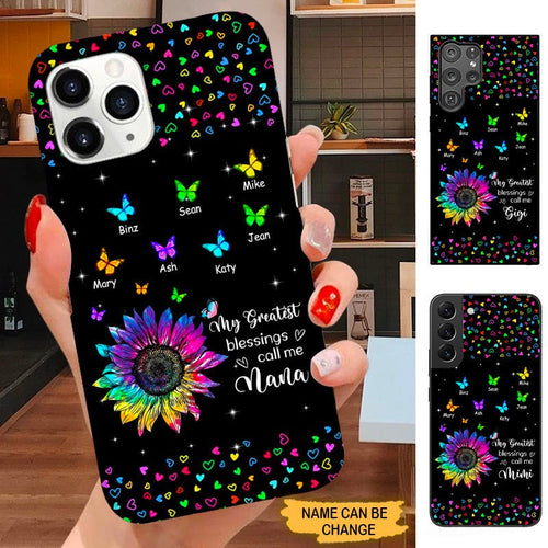 Butterfly Sunflower My greatest blessings call me Nana Mimi Gigi Grandma Personalized Phone case SC31817 Phone case ShinyCustom Phone Case 