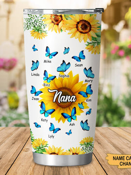 Butterfly Sunflower Nana Mimi Gigi Grandma Personalized Tumbler SC27103