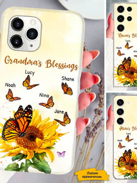 Butterfly Sunflower Nana Mimi Grandma Mommy Blessings Personalized Phone Case SC273237