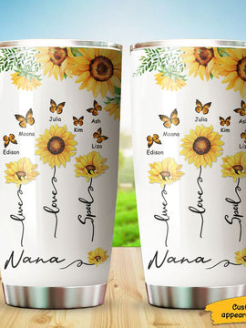 Butterfly Sunflower Nana Mimi Grandma Mommy Personalized Tumbler SC303238