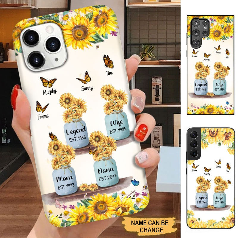 Butterfly Sunflower Wife Mom Grandma Great Grandma Personalized Phone case SC2486 Phone case ShinyCustom Phone Case 