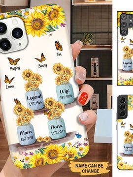 Butterfly Sunflower Wife Mom Grandma Great Grandma Personalized Phone case SC2486