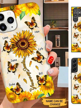 Butterfly Sunflower You are my sunshine Grandma Nana Mommy Personalized Phone case SC2281