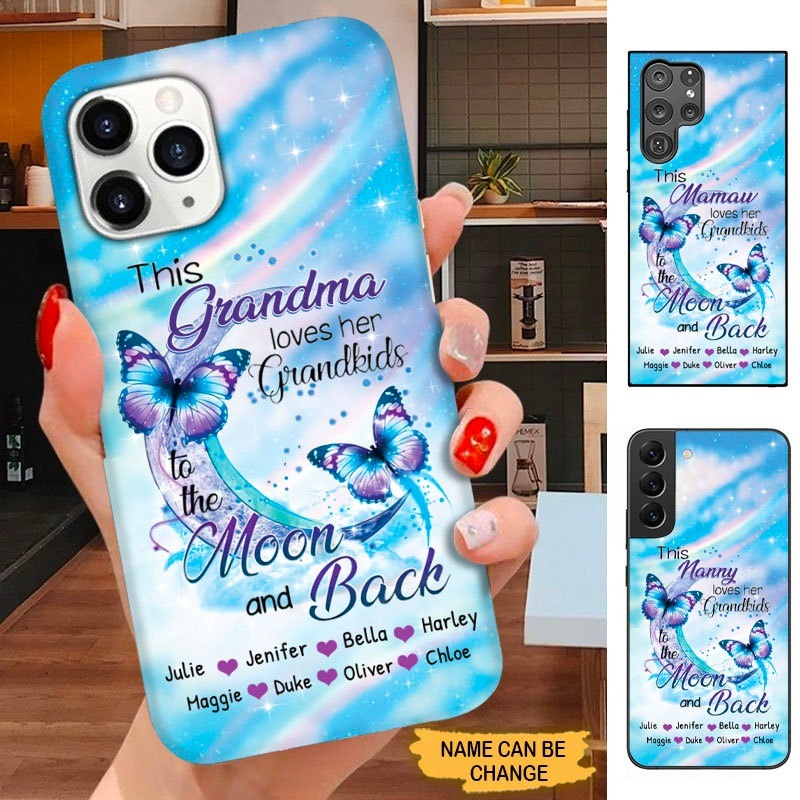 Butterfly This Grandma loves her grandkids to the moon and back Nana Mommy Personalized Phone case SC30910 Phone case ShinyCustom Phone Case 