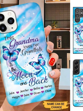 Butterfly This Grandma loves her grandkids to the moon and back Nana Mommy Personalized Phone case SC30910