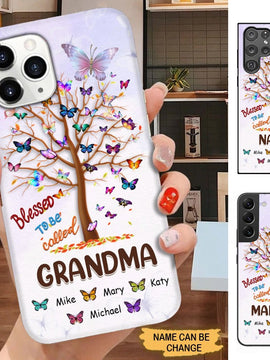 Butterfly Tree Blessed To be called Grandma Nana Mimi Personalized Phone case SC24810