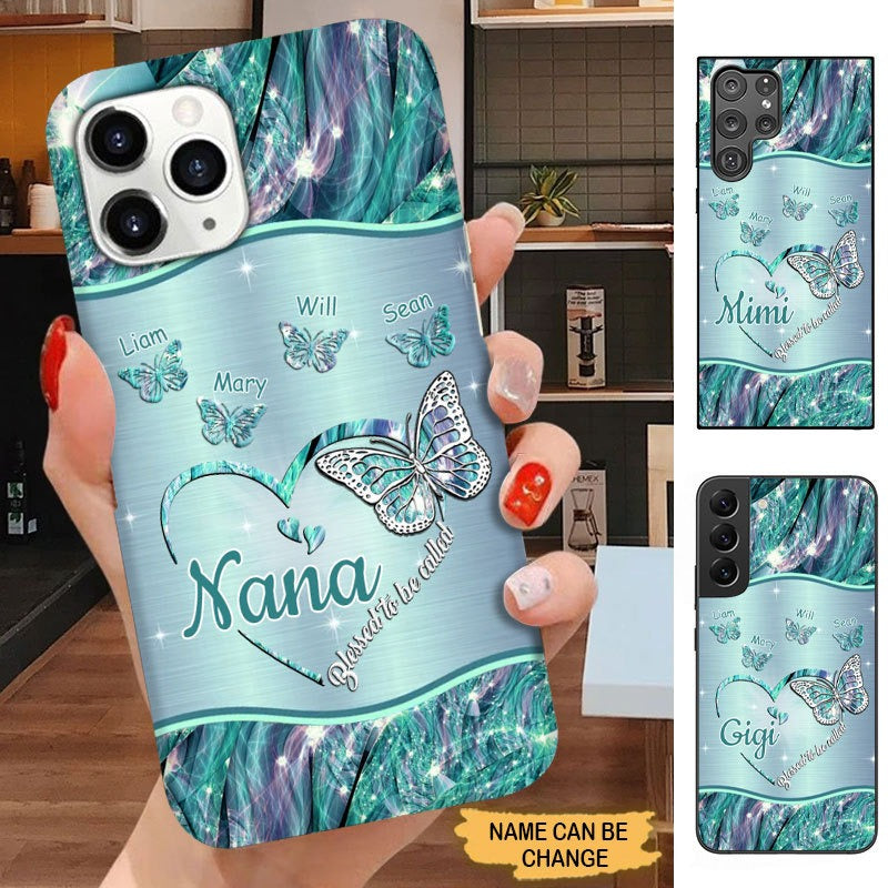 Butterly Blessed to be called Nana Mimi Gigi Grandma Personalized Phone case SC25102 Phone case ShinyCustom Phone Case 