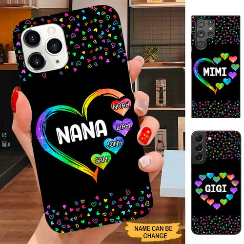 Color Heart Grandma with Grandkids Nana Mommy Personalized Phone Case SC2494 Phone case ShinyCustom Phone Case 