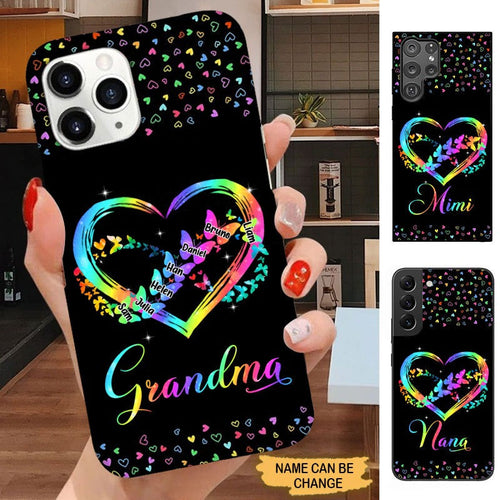 Colorful Butterflies Heart Grandma Nana Mimi Personalized Phone Case Phone case FUEL 