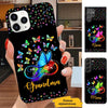 Colorful Butterfly Grandma with Grandkids Personalized Phone case SCMAY1901 Phone case ShinyCustom Phone Case 