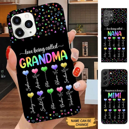 Colorful Hearts Love Being Called Grandma Nana Mommy Personalized Phone case Phone case FUEL 