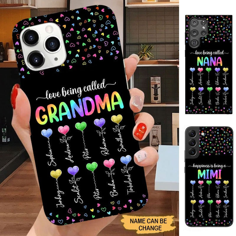 Colorful Hearts Love Being Called Grandma Nana Mommy Personalized Phone case Phone case FUEL
