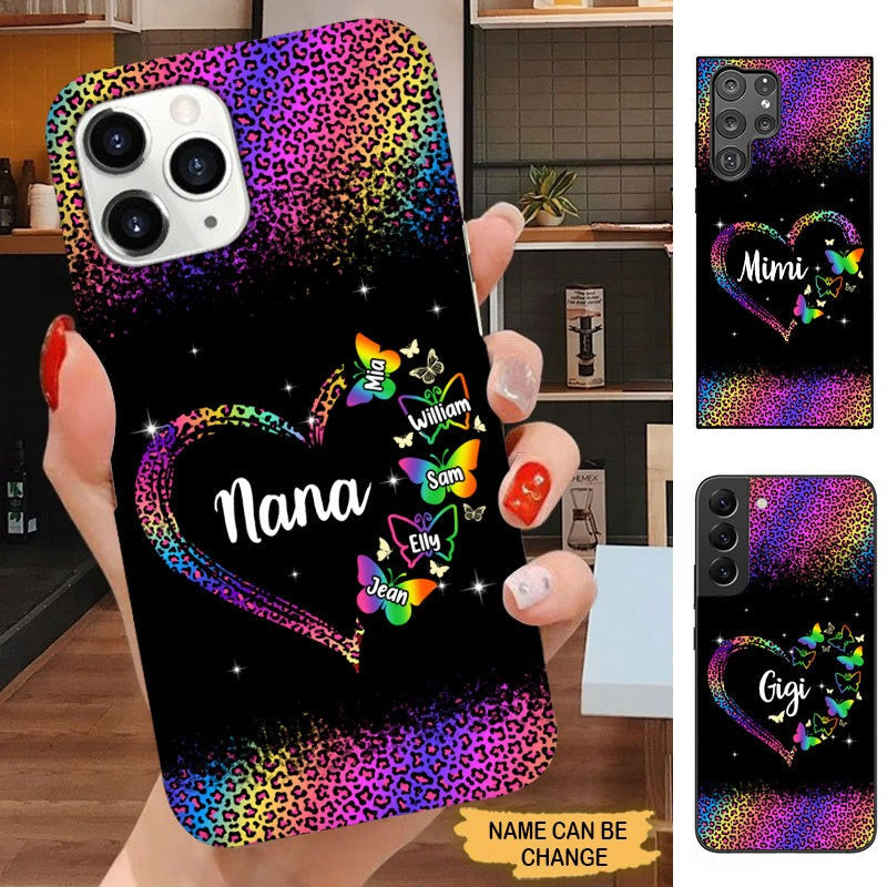 Colorful Leopard butterflies Nana Mimi Grandma Mom Personalized Phone case Phone case FUEL 