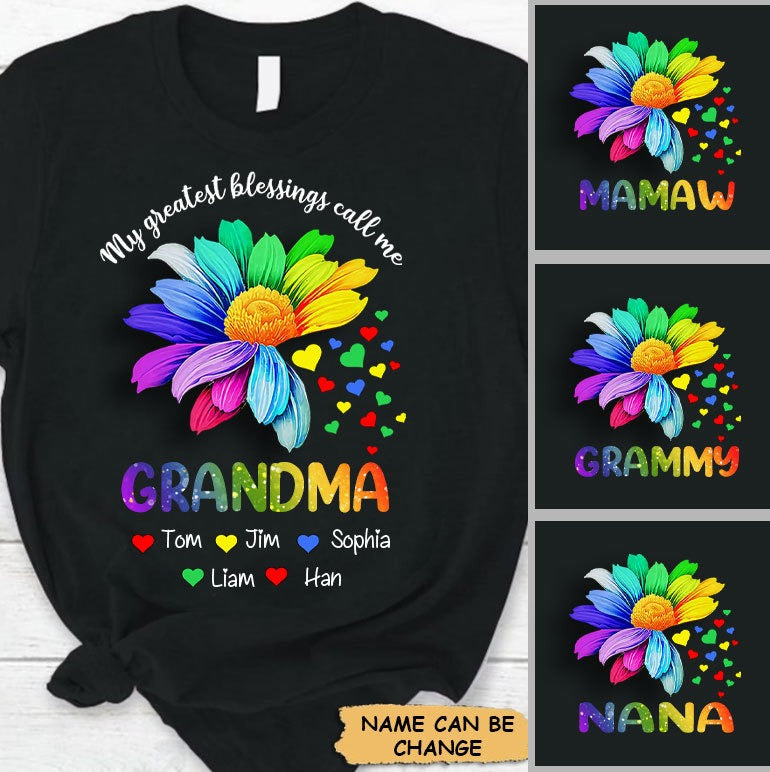 Colorful My greatest blessings called me Grandma Personalized Shirt Apparel Gearment 
