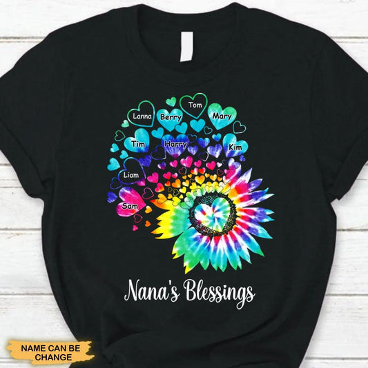 Colorful Sunflower Heart Nana's Blessings Grandma Personalized Shirt Apparel Gearment 