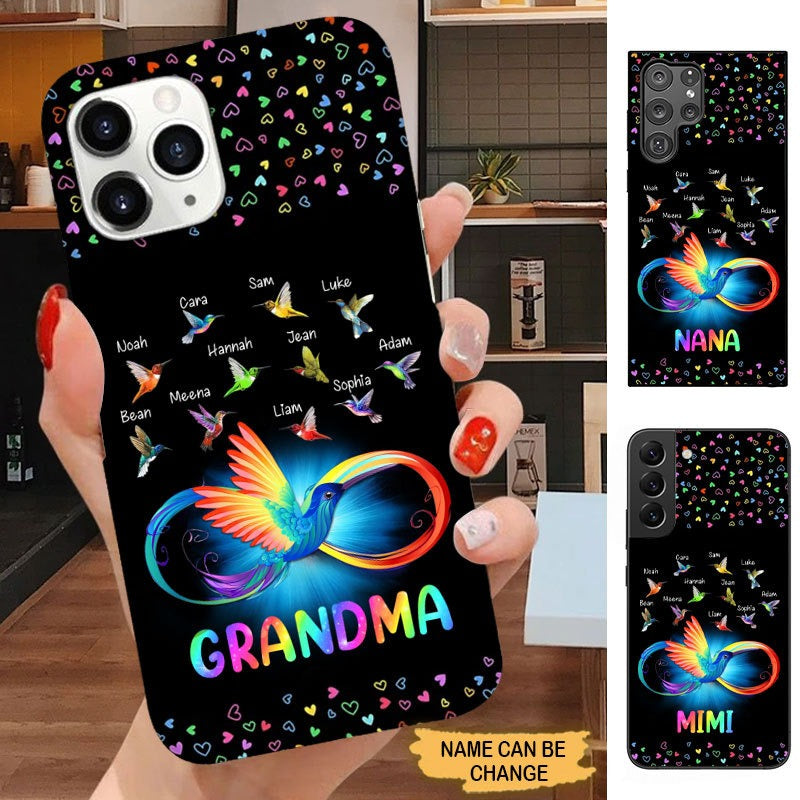 Colorful hearts Hummingbirds Grandma with Grandkids Personalized Phone case Phone case FUEL 